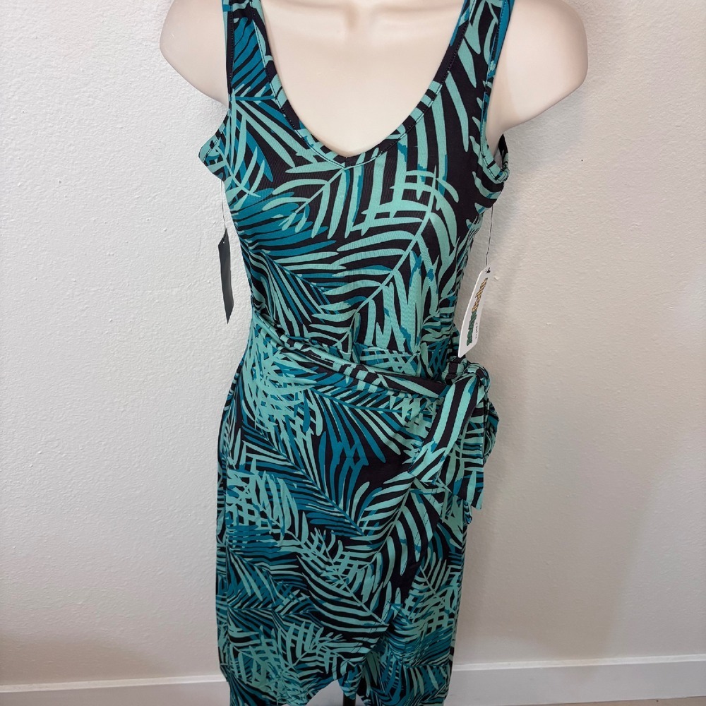NWT Tipsy Elves Stretch Tie Waist‎ Tropical Midi Sleeveless Dress Sz XS